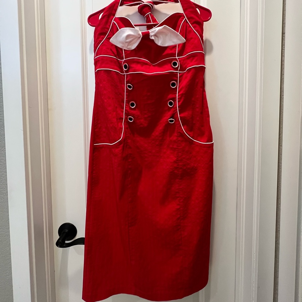 SALE Voodoo Vixen Cherry-Red 👠 Halter Wiggle Dress 💋 Pinup 💋 Rockabilly Punk